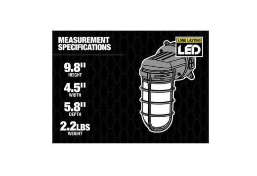 Topaz LED Vaportight Wall Mount Fixture 15W 850lm 4K 120V Gray Indoor/Outdoor