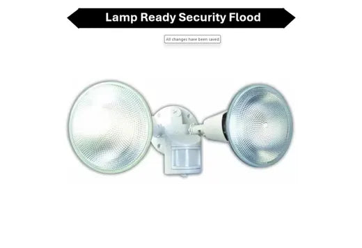 Topaz Lamp Ready 2-Head Security Flood White wtih 110 Degree Motion Sensor use with PAR (LED or Incandescent)