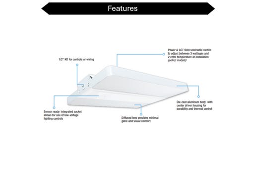 Topaz Power & Color Select Linear Highbay HV 120-160-200W 18.6K-30K lm 35-40-50K 3.5mm Control Ready for PIR Sensor 277-480V