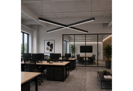 Topaz Linear 4FT Architectural Strip Black Power & 3-CCT Select to 50W 6100lm Direct and Indirect Light (up/down) 120-277V Dimm 0-10V