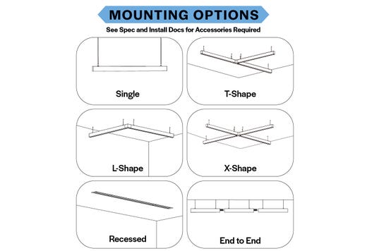 Topaz Linear 4FT Architectural Strip Black Power & 3-CCT Select to 50W 5950lm Down-light only 120-277V Dimm 0-10V