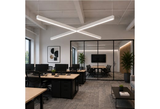 Topaz Linear 4FT Architectural Strip White Power & 3-CCT Select with EM Battery BKUP to 50W 6100lm Direct and Indirect Light (up/down) 120-277V Dimm 0-10V