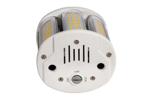 Topaz LED HID Retrofit Lamp Power & Color Selectable 5W-10W-20W 3K-4K-5K to 3000lm E26 Base with Support Brace Included