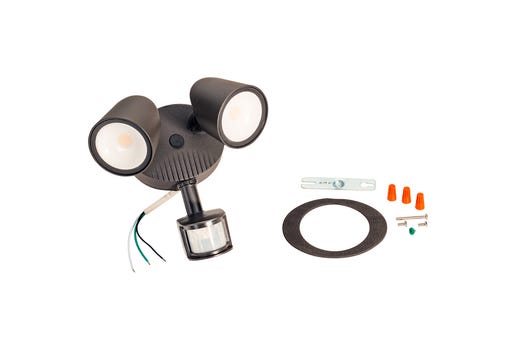Topaz 24W Security 2-Head Flood Light 4000K Bronze with Motion Sensor