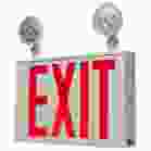 SATCO 67/123 EXIT/LIGHT DH - RED - NYC Combination Red Exit Sign/Emergency Light, 90min Ni-Cad backup, 120-277V, Dual Head, Single/Dual Face, Universal Mounting, Steel/NYC