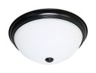 NUVO 62/1343 13 in.; LED Flush Dome Fixture; Mahogany Bronze Finish with Frosted Glass