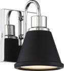 NUVO 62/1471 Bette; 1 Light; LED Vanity; Polished Nickel Finish with Matte Black Metal Shade
