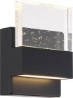 NUVO 62/1511 Ellusion; LED Small Wall Sconce; 15W; Matte Black Finish with Seeded Glass