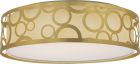 NUVO 62/986 15 in.; Filigree LED Decor Flush Mount Fixture; Natural Brass Finish; White Fabric Shade