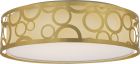 Nuvo 62/986R1 15 in.; Filigree LED Decor Flush Mount Fixture; Natural Brass Finish; White Fabric Shade