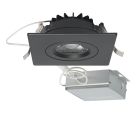 Satco S11622 12WLED/DW/GBL/4/930/SQ/RD/BK 12 watt LED Direct Wire Downlight; Gimbaled; 4 inch; 3000K; 120 volt; Dimmable; Square; Remote Driver; Black