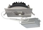 Satco S11623 12WLED/DW/GBL/4/930/SQ/RD/BN 12 watt LED Direct Wire Downlight; Gimbaled; 4 inch; 3000K; 120 volt; Dimmable