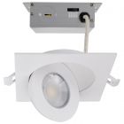 SATCO S11841 9WLED/GBL/4/CCT/SQ/WH 9 Watt; CCT Selectable; LED Direct Wire Downlight; Gimbaled; 4 Inch Square; Remote Driver; White