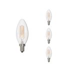 Bulbrite 861584 LED5B11/27K/FIL/E12/3-4PK Pack of (4) 5 Watt Dimmable Clear Filament B11 Candelabra (E12) LED Bulb - 500 Lumens, 2700K, and 80 CRI