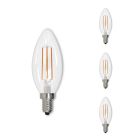 Bulbrite 861585 LED5B11/30K/FIL/E12/3-4PK Pack of (4) 5 Watt Dimmable Clear Filament B11 Candelabra (E12) LED Bulb - 500 Lumens, 3000K, and 80 CRI