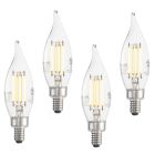 Bulbrite 861586 LED5CA10/27K/FIL/E12/3-4PK Pack of (4) 5 Watt Dimmable Clear Filament CA10 Candelabra (E12) LED Light Bulb - 500 Lumens, 2700K