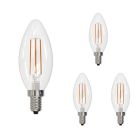 Bulbrite 861687 LED5B11/30K/FIL/D/B-4PK  LED Filament Pack of (4) 5 Watt Dimmable B11 Light Bulb with Clear Glass Finish and Candelabra (E12) Base - 3000K (Soft White Light), 500 Lumens