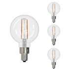 Bulbrite 862694 LED2G16/27K/FIL/3-4PK Pack of (4) 2.5 Watt Dimmable Clear Filament G16 Candelabra (E12) LED Light Bulb - 250 Lumens, 2700K