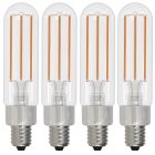 Bulbrite 862783 LED4T6/27K/FIL/3-4PK LED Filament Pack of (4) 4.5 Watt Dimmable T6 Light Bulb with Clear Glass Finish and Candelabra (E12) Base - 2700K (Warm White Light), 450 Lumens