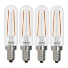 Bulbrite 862784 LED4T6/30K/FIL/3-4PK  LED Filament Pack of (4) 4.5 Watt Dimmable T6 Light Bulb with Clear Glass Finish and Candelabra (E12) Base - 3000K (Soft White Light), 450 Lumens