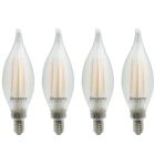Bulbrite 862785 LED4C11/27K/FIL/SPUN/SAT-4PK Spunlite Pack of (4) 4 Watt Dimmable C11 LED Filament Light Bulb with Satin Glass Finish and Candelabra (E12) Base - 2700K (Warm White Light), 350 Lumens