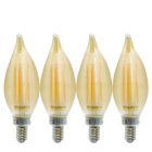 Bulbrite 862786 LED4C11/21K/FIL/SPUN/AMB-4PK  Spunlite Pack of (4) 4 Watt Dimmable C11 LED Filament Light Bulb with Amber Glass Finish and Candelabra (E12) Base - 2100K (Amber Light), 250 Lumens