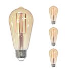 Bulbrite 862795 LED5ST18/22K/FIL-NOS/3-4PK LED Filament Pack of (4) 5 Watt Dimmable ST18 Light Bulbs with Antique  Glass Finish and Medium (E26) Base - 2200K (Warm Amber Light), 450 Lumens