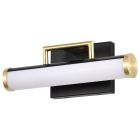 NUVO 62/1537 SOLANO LED SMALL VANITY Solano Small Vanity; LED; Black and Brushed Brass Finish; White Acrylic Lens