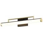 NUVO 62/1538 SOLANO LED MEDIUM VANITY Solano Medium Vanity; LED; Black and Brushed Brass Finish; White Acrylic Lens