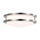 NUVO 62/1561 (LED 16W 10" FLUSH MOUNT 3000K) 16 Watt; 10 inch; LED Flush Mount Fixture; 3000K; Dimmable; Brushed Nickel; White Lens