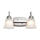 NUVO 62-1568 LED 15W 2 LIGHT VANITY 3000K 15 Watt; LED 2 Light Vanity Fixture; 3000K; Brushed Nickel with Alabaster Glass