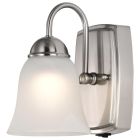 NUVO 62-1569 LED 8W 1 LT VAN W/SWITCH 3000K 8 Watt; LED 1 Light Vanity Fixture; 3000K; Brushed Nickel with Alabaster Glass; With Switch