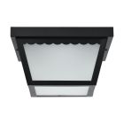 NUVO 62/1572 12 Watt; 9 inch; LED Carport Flush Mount Fixture; 3000K; Dimmable; Black Finish with Frosted Glass
