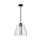 NUVO 62-2172 (AURA 12" LED PENDANT) Aura - 12 Inch LED Pendant - Matte Black - K9 Bubble Crystal - 3000K CCT