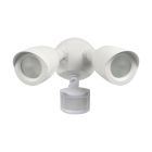 NUVO 65/717 LED 2 BULLET HEAD SECURITY LGT LED Security Light; Dual Head; Motion Sensor Included; White Finish; 4000K