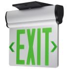 SATCO 67/110 EL EXIT SIGN - DF GR MIR Green (Mirror) Edge Lit LED Exit Sign, 90min Ni-Cad backup, 120/277V, Dual Face, Top/Back/End Mount