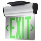 NUVO 67-110 (EL EXIT SIGN - DF GR MIR) Green (Mirror) Edge Lit LED Exit Sign, 90min Ni-Cad backup, 120/277V, Dual Face, Top/Back/End Mount