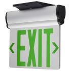 NUVO 67-112 (EL EXIT SIGN - SF GR CLR) Green (Clear) Edge Lit LED Exit Sign, 90min Ni-Cad backup, 120/277V, Single Face, Top/Back/End Mount