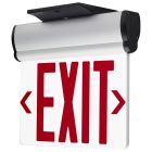 NUVO 67-113 (EL EXIT SIGN - SF RD CLR) Red (Clear) Edge Lit LED Exit Sign, 90min Ni-Cad backup, 120/277V, Single Face, Top/Back/End Mount