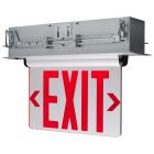 SATCO 67/117 REC EL EXIT SIGN - DF RD MIR Red (Mirror) Edge Lit LED Exit Sign; 3.14 Watt; Dual Face; 120/277 Volts; Silver Finish