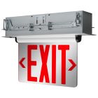 NUVO 67-117 (REC EL EXIT SIGN - DF RD MIR) Red (Mirror) Edge Lit LED Exit Sign - 3.14 Watt - Dual Face - 120/277 Volts - Silver Finish