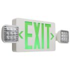 SATCO 67/120 EXIT/LIGHT DH - GREEN Combination Green Exit Sign/Emergency Light, 90min Ni-Cad backup, 120/277V, Dual Head, Single/Dual Face, Universal Mounting