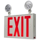 NUVO 67-123 (EXIT/LIGHT DH - RED - NYC) Combination Red Exit Sign/Emergency Light, 90min Ni-Cad backup, 120-277V, Dual Head, Single/Dual Face, Universal Mounting, Steel/NYC