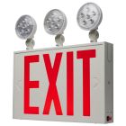 NUVO 67-124 (EXIT/LIGHT TH - RED - NYC) Combination Red Exit Sign/Emergency Light, 90min Ni-Cad backup, 120/277V, Tri Head, Single/Dual Face, Universal Mounting, Steel/NYC