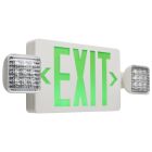 NUVO 67-125 (EXIT/LIGHT DH - GREEN - RC) Combination Green Exit Sign/Emergency Light - Singe/Dual Face - 120/277 Volts - Remote Compatible - White Finish