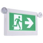 Nuvo 67-512 (EX COMBO-CAN-RC) Running Man Green Combo Exit Sign/Emergency Light - 120/347V - 90min backup - Single/Dual Face - Universal Mounting - Thermoplastic - Remote-Capable
