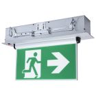 Nuvo 67-530 (EX SIGN-CAN-EL-AL) Running Man Green Edge Lit Exit Sign - 120-347V - 2HR backup - Single/Dual Face - Universal Surface or Recessed Mounting - Pivoting Panel