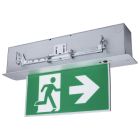 Nuvo 67-551 (EX COMBO-CAN-EL FL HO-AL) Running Man Green Combo Edge Lit Exit Sign/Emergency Light - 120-347V - 2HR backup - Single/Dual Face - Premium Flush Recessed Mounting - High Output lamps