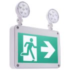 Nuvo 67-571 (EX COMBO-CAN-WET RC) Running Man Green Combo Exit Sign/Emergency Light - 120/347V - 2HR backup - Single/Dual Face - Universal Mounting - Wet Location - Remote-Capable