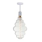 Bulbrite 810176 LED4BH/22K/FIL/PEND/HW/NAT/WHT-SILV 4W LED BEEHIVE SHAPED GRAND 2200K FILAMENT W/ WHITE MARBLE PENDANT WITH WHITE STRING